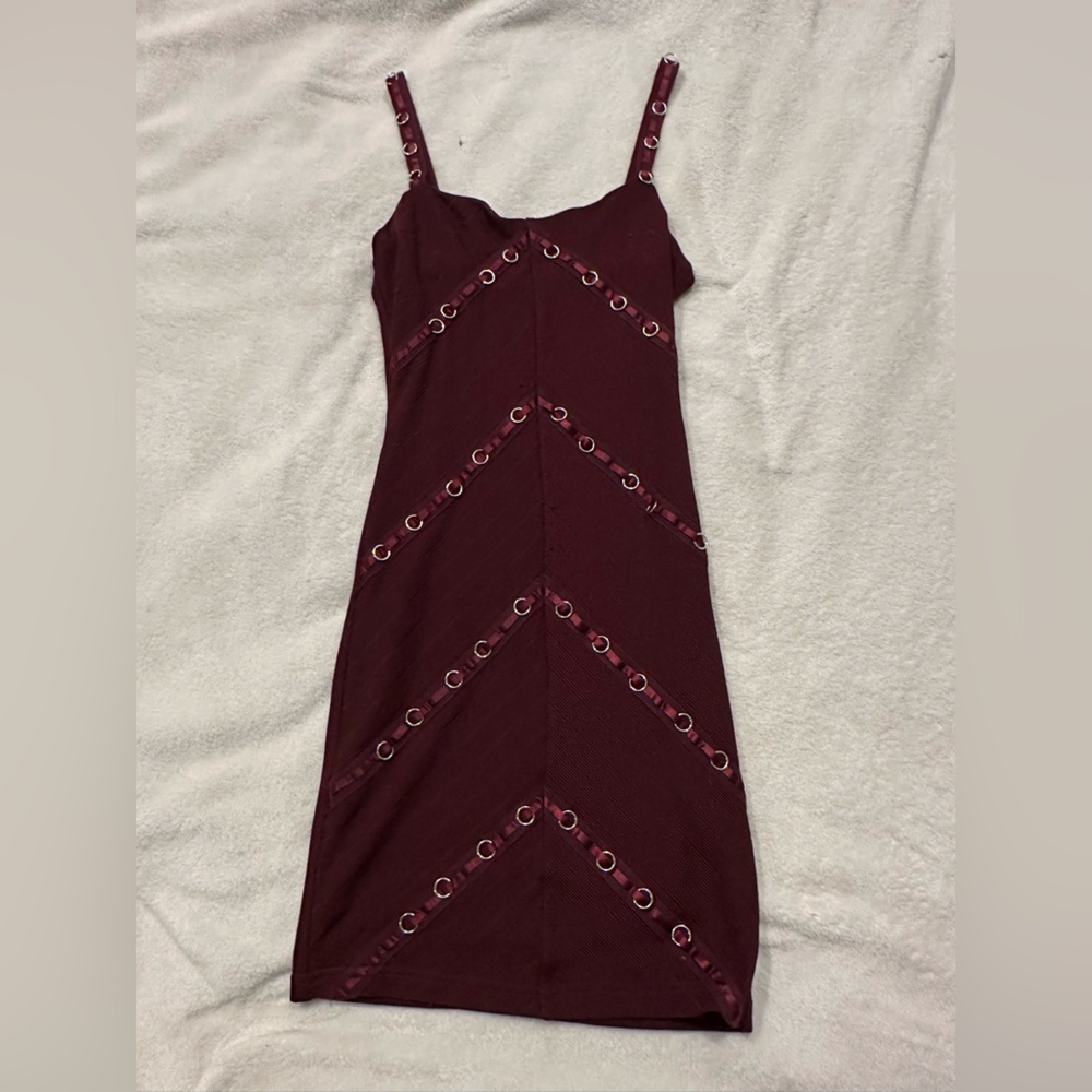 Forever 21 Burgundy Midi Dress with Ring Details